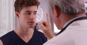 young man with concussion