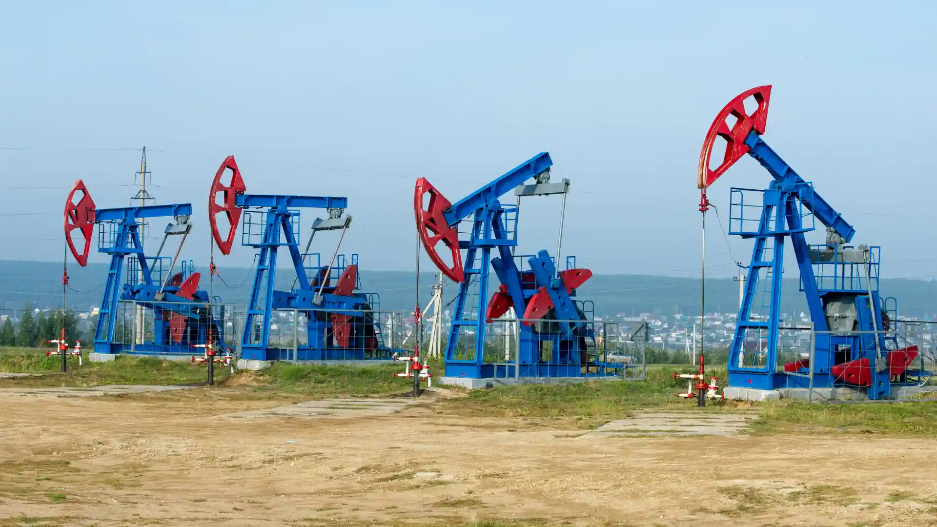 Oil pumps working in the field